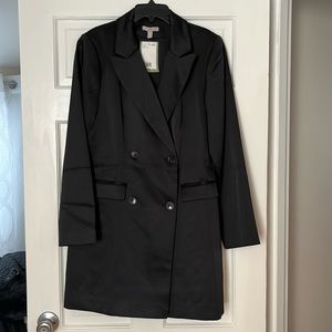 New with tags! H&M, size medium, black, satin, tuxedo dress